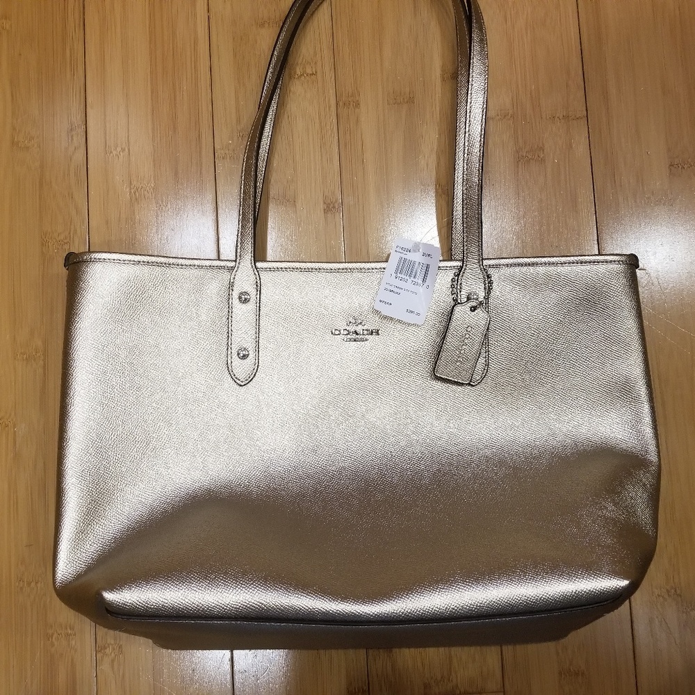 Coach metallic City Tote NWT